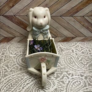 LENOX Easter PETALS & PEARLS FLOPPED EARED‎ BUNNY Figure wheelbarrow 8”